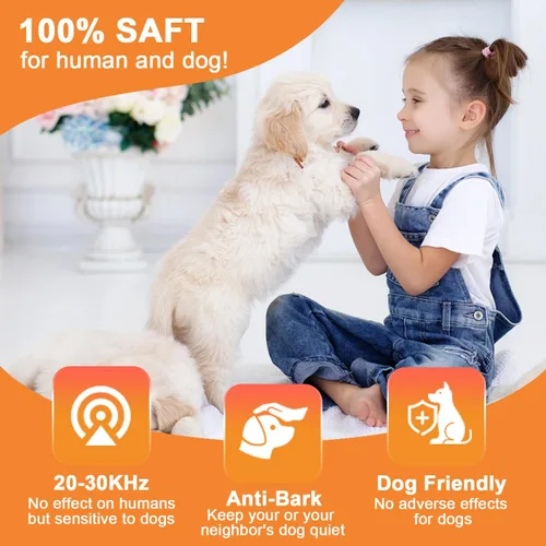 Vista 4 de Dispositivo disuasorio de ladridos de perro, dispositivo antiladridos, alcance de hasta 15 pies de largo y control de ladridos recargable
