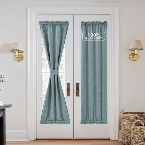Vista 69 de NICETOWN Cortinas de Lino para Puerta Lateral - Cortinas Opacas con Aislamiento Térmico para Puerta Delantera Francesa para Sombra Pequeña