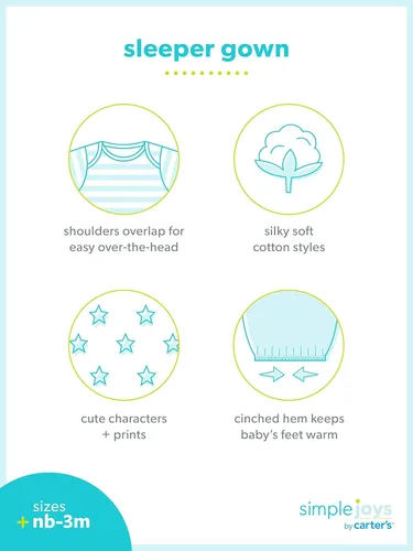 Vista 3 de Simple Joys by Carter's Vestido unisex de algodón para bebés, paquete de 3