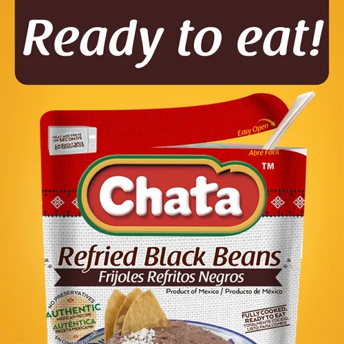 Vista 4 de Chata Frijoles negros tradicionales mexicanos refritos, 15.2, paquete de 1