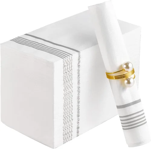 Vista 9 de Paquete de 100 servilletas de papel, toallas para huéspedes, desechables de calidad premium de 3 capas, servilletas de cena desechables, suaves
