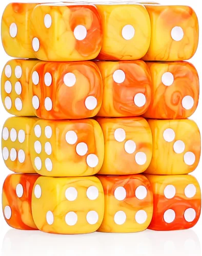 Vista 23 de Juego de 24 dados de 16mm de 6 caras, juego de dados D6 con patrón de perlas, dados estándar de 6 caras para Yahtzee, Bunco o enseñanza