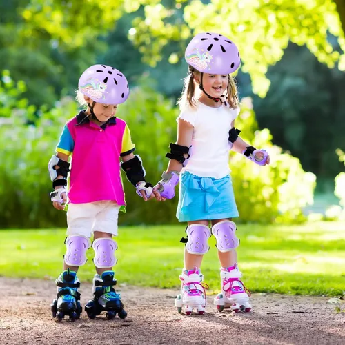 Vista 8 de Casco de bicicleta para niños, rodilleras, coderas, muñequeras, equipo de protección, cascos ajustables para niños de 3 a 5 años, 2 a 8 años