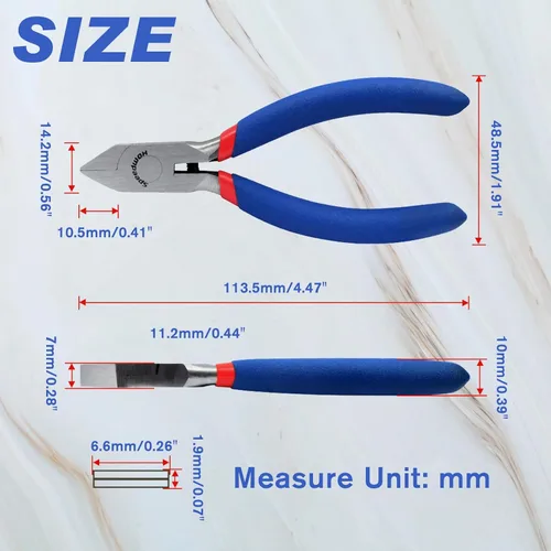 Vista 6 de SPEEDWOX Mini alicates de punta plana de 5 pulgadas, mordazas anchas, pico de pato pequeño, joyería de precisión, reparación fina, cuentas