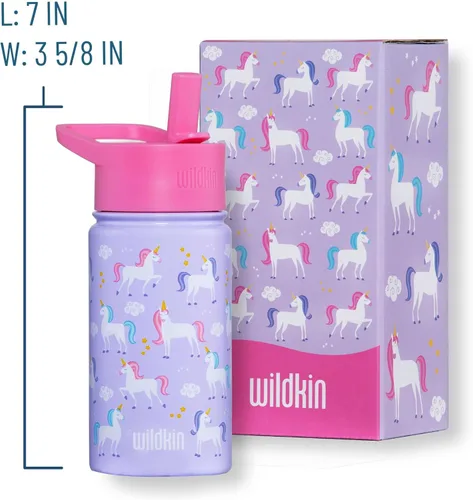Vista 9 de Wildkin Paquete de maleta rodante con botella de agua reutilizable de acero de 14 onzas (unicornio)