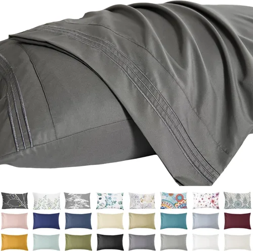 Vista 19 de YIYEA Juego de 2 fundas de almohada estándar de microfibra ultra suave de doble cepillado, fundas de almohada estándar, fundas de almohada florales