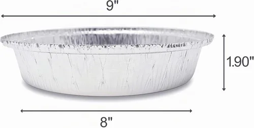 Vista 4 de Fig & Leaf Paquete de 45 sartenes redondas de aluminio prémium de 9 pulgadas con tapas de cúpula de plástico, lata de aluminio desechable para asar