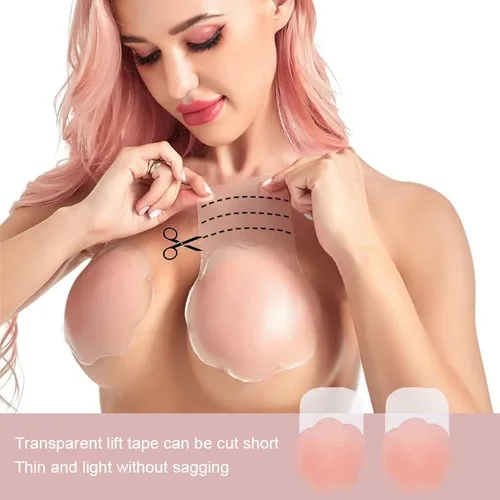 Vista 7 de Nippleless Covers, Breast Lift Tape, Silicone Breast Lift Pasties 4.3inch Diameter (1 Pair Flower)