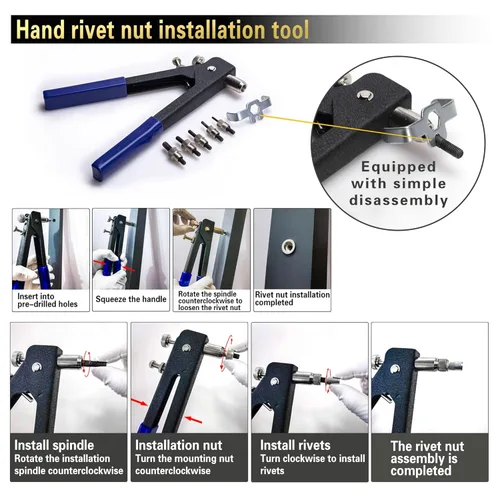 Vista 5 de Kit de herramientas de tuerca de remache a presión, 430 piezas de combinación de tuercas de remache métricas (M8/M6/M5/M4/M3), adecuado