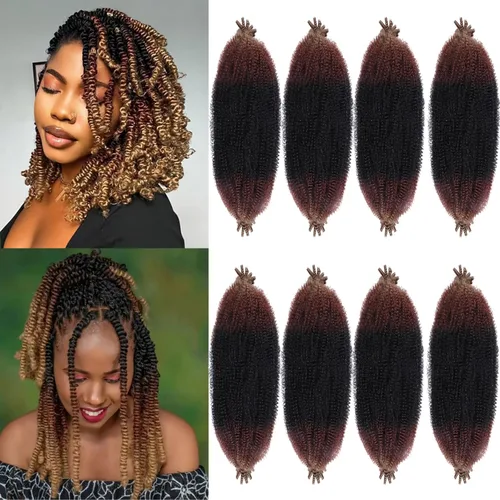 Vista 51 de Cabello de Envoltura Pre-Esponjado de 8 Pulgadas, 3 Paquetes, Cabello Afro Twist Pre-Separado Elástico para Locs, Cabello Afro Twist Negro Natural