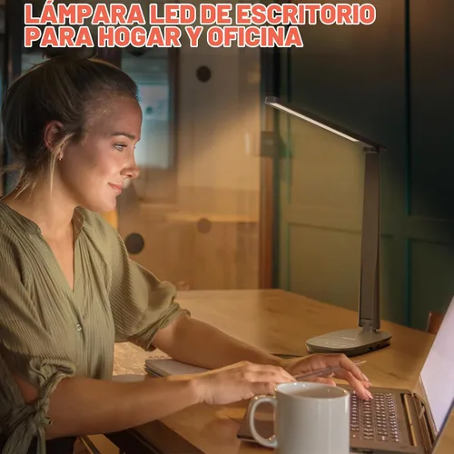 Vista 7 de Honeywell Lámpara LED de escritorio - HWT-H2 Sunturalux™ Lámpara de escritorio plegable para cuidar los ojos con puerto de carga USB A+C de doble