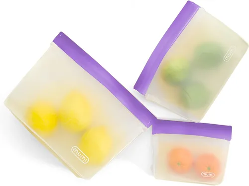 Vista 12 de MUMI Piccolo Bolsas reutilizables con cremallera, juego de 3 bolsas de silicona con cierre hermético Bolsas reutilizables con cierre hermético