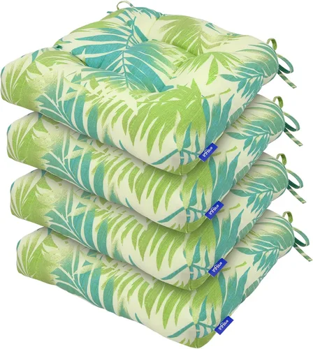 Vista 86 de Cojines de mimbre copetudos de 3 piezas para muebles de patio, cojines de mimbre para sillas de exterior con lazos, cojines de mimbre repelentes al