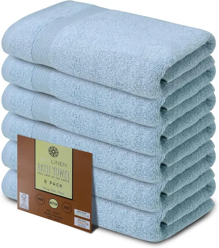 Vista 10 de BIOLINEN Toallas de baño de lujo 100% algodón – Ultra suaves, altamente absorbentes, de secado rápido – Calidad premium para el hogar, spa y hotel