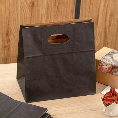 Vista 4 de Bag Tek Rectangle Paper Take Out Bag - with Handles - 11" x 7" x 11" - 100 count box