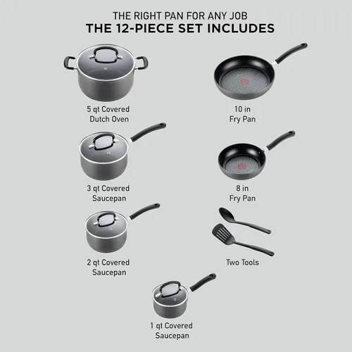 Vista 2 de T-fal - Utensilios de cocina, HA Titanium Antiadherente, Gris
