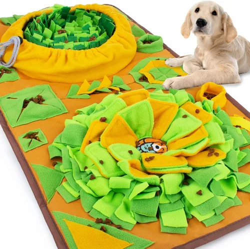 Vista 9 de AWOOF Tapete de olfateo para perros, juguete interactivo de rompecabezas para perros de 19 x 19 pulgadas, fomenta las habilidades naturales