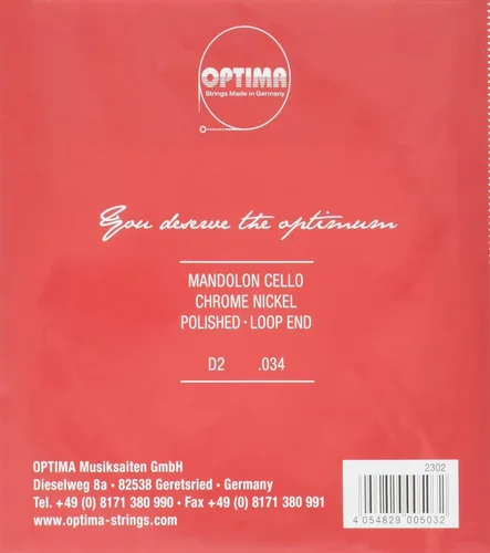 Vista 2 de OPTIMA Cuerda Mandocello Rojo 2D (2 Piezas) Nº 2302