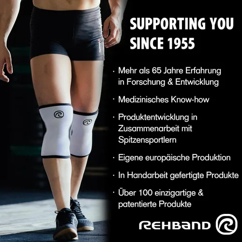Vista 6 de Rehband Codera de compresión de 0.197 in, codos de neopreno para levantamiento de pesas, diseño anatómico, antideslizante y ajustada, soporte