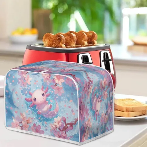 Vista 4 de Xoenoiee Axolotl - Cubierta para tostadoras con diseño de flor de cerezo, cubiertas para hacer pan, cubierta de polvo para electrodomésticos