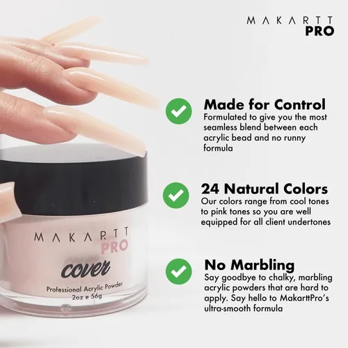 Vista 4 de MakarttPro Polvo acrílico – Fórmula duradera, de larga duración, fácil de aplicar para extensiones de uñas, superposiciones, esculpido y arte