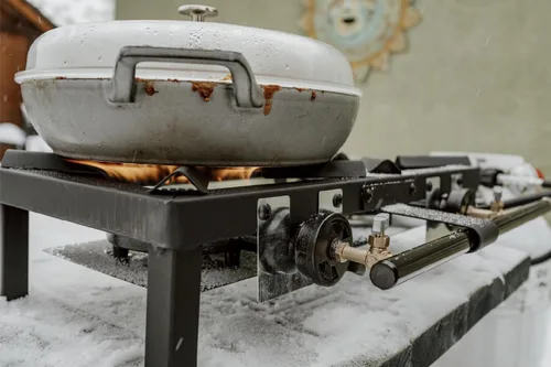 Vista 8 de GasOne - Quemador de propano doble de alta presión, cocina al aire libre con protector térmico y protector, cabezal de quemador de propano