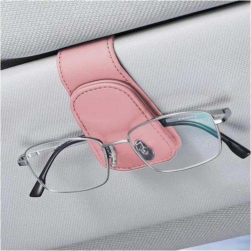 Vista 9 de zipelo Soporte para gafas de sol para visera solar de automóvil, 2 piezas de gancho magnético de cuero para gafas, clip de montaje para gafas de sol