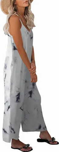 Vista 4 de SNUGWIND - Traje de una pieza para mujer, de tirantes, estilo informal, sin mangas, holgado, ajustable pantalones largos y elásticos, con bolsillos