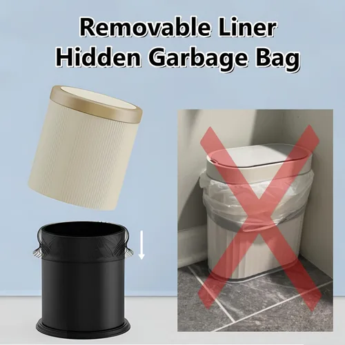 Vista 2 de URALFA Cubo de basura automático con sensor de movimiento para baño con tapa, cubo de basura sin contacto, cubo de basura inteligente a prueba