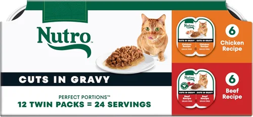 Vista 14 de NUTRO Cortes de comida húmeda natural para gatos sin granos* en salsa de pollo, (24) bandejas de 2.64 onzas Perfect Portions