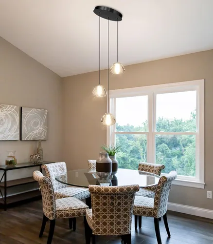 Vista 9 de Lámpara colgante moderna de cristal para isla de cocina, comedor, dormitorio, pasillo, color negro