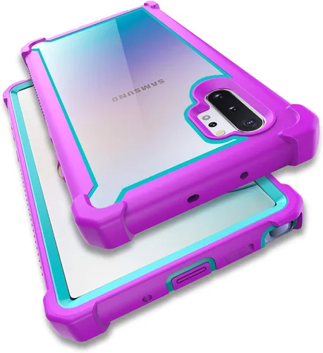 Vista 11 de Funda para Samsung Galaxy Note 10 Plus con protector de pantalla, carcasa protectora híbrida de doble capa a prueba de golpes de acrílico para Negro