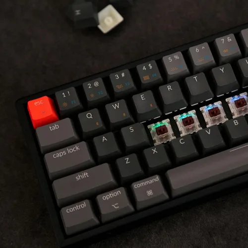 Vista 6 de Keychron Teclado compacto K6 de 68 teclas, teclado mecánico inalámbrico Bluetooth/con cable con marco de aluminio retroiluminado LED RGB compatible