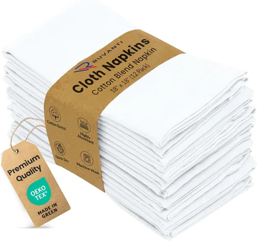 Vista 30 de Ruvanti - Juego de 4 servilletas de tela de 45x45 centímetros, lavables, suaves, duraderas, absorbentes, mezcla de algodón. Servilletas de mesa