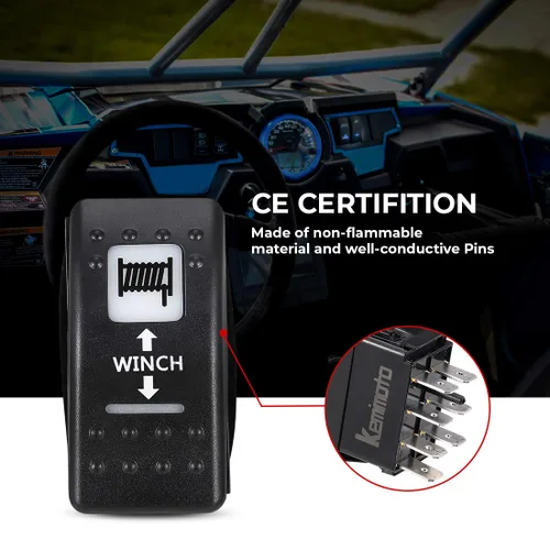 Vista 4 de KEMIMOTO Interruptor basculante de cabrestante de 7 pines, interruptor basculante momentáneo UTV compatible con Polaris RZR Ranger Can-am luz LED