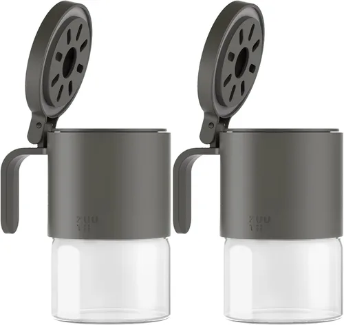 Vista 11 de Zuutii Tarros de vidrio para especias a prueba de humedad con cucharas, juego de 2 botellas de especias de 10 onzas / 10.1 fl oz, mini tarros