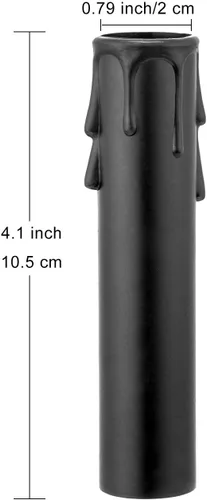 Vista 4 de Juego de 6 fundas para velas de goteo, base de candelabro, 4 pulgadas de alto, color negro