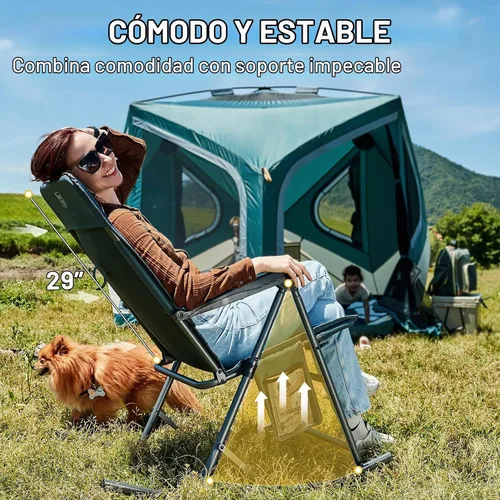 Vista 6 de Timber Ridge Silla mecedora ajustable de 3 niveles, respaldo alto acolchado ergonómico, soporta 300 libras, balancín estable antipunta, reposabrazos