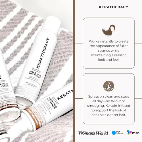 Vista 4 de Keratherapy Spray espesante de fibra con infusión de queratina, marrón medio, 4 onzas líquidas, 4.7 fl oz – Laca para el cabello voluminizadora