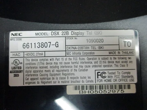 Vista 2 de NEC DSX 80 160 1090020 DX7NA-22BTXH 22B 22 Botón Pantalla Digital Teléfono #C