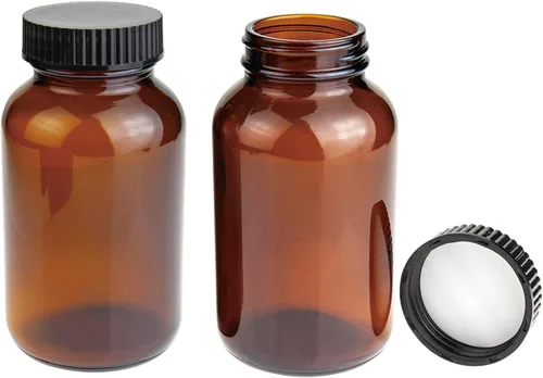 Vista 10 de PEKYBIO Paquete de 24 botellas de vidrio ámbar de boca ancha, capacidad de 3.4 onzas líquidas con tapa de rosca negra para aceites esenciales