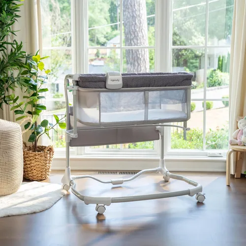 Vista 7 de Ingenuity Dream & Grow Moisés para Bebé de Cabecera con Colchón AirLoom, para Edades de 0-12 Meses, Altura Ajustable - Costura a Mano (Gris)