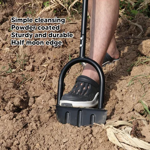 Vista 3 de Herramienta de césped de dientes de sierra de 42.71 pulgadas, cortador de césped de media luna con agarre en T, bordeadora de césped de mango largo