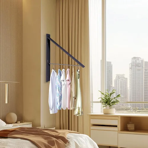 Vista 4 de Ithywat Estante de secado de ropa retráctil, ahorro de espacio, colgador plegable montado en la pared para lavandería, organización