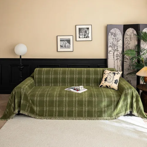 Vista 27 de HANDONTIME funda verde oscuro para sofá de jacquard, funda de pana para sofá verde, bonitas fundas de sofá lavables, fundas modernas de sofá para 3