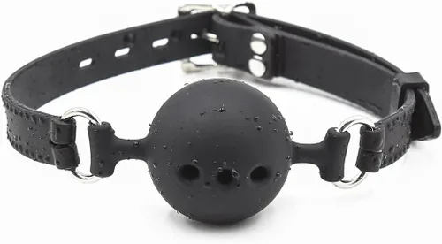 Mordaza en forma de bola de silicona transpirable para restricciones de bondage para adultos, juego sexual (Negro, bola de 1.5 pulgadas)