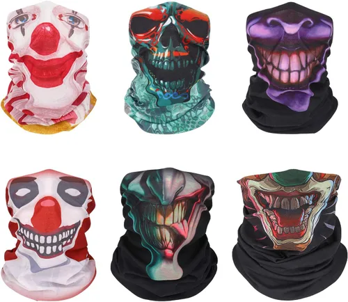 MoKo Halloween Ski Face Mask for Cold Weather, Neck Gaiter Balaclava Windproof Skull Bandana for Men Women for Motorcycle
