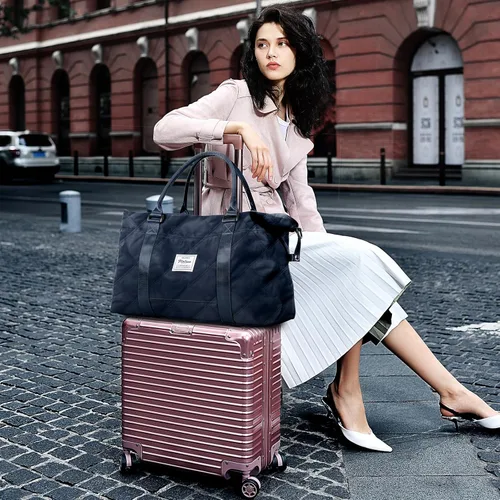 Vista 7 de Bolsa de lona de viaje, bolsa de gimnasio deportiva, bolsa de hombro para fin de semana para mujer