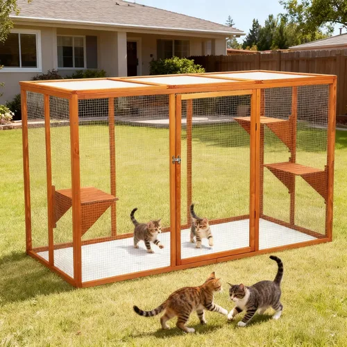 Nyeekoy Catio Recinto para Gatos al Aire Libre, 71" Catios Grandes para Patio de Gatos, Recintos Exteriores para Gatos, Catio con Techo Impermeable,