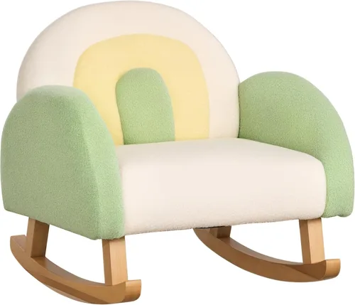 Qaba Sofá para niños, mecedora para niños pequeños con marco de madera maciza, tela de vellón de cordero sintético, silla para niños para guardería
